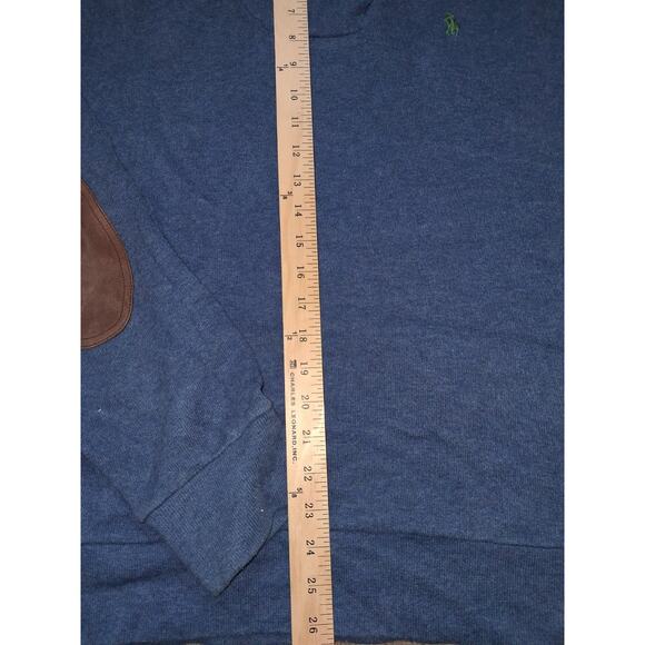 Polo Ralph Lauren Sweater Men Large Blue Shawl Collar Elbow Pads Small Pony - Picture 5 of 6